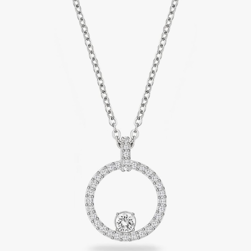 Swarovski Silver Necklace with Crystal Circle Pendant